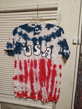 USA Tie-Dye Short Sleeve Tee - Patriotic Red & Blue